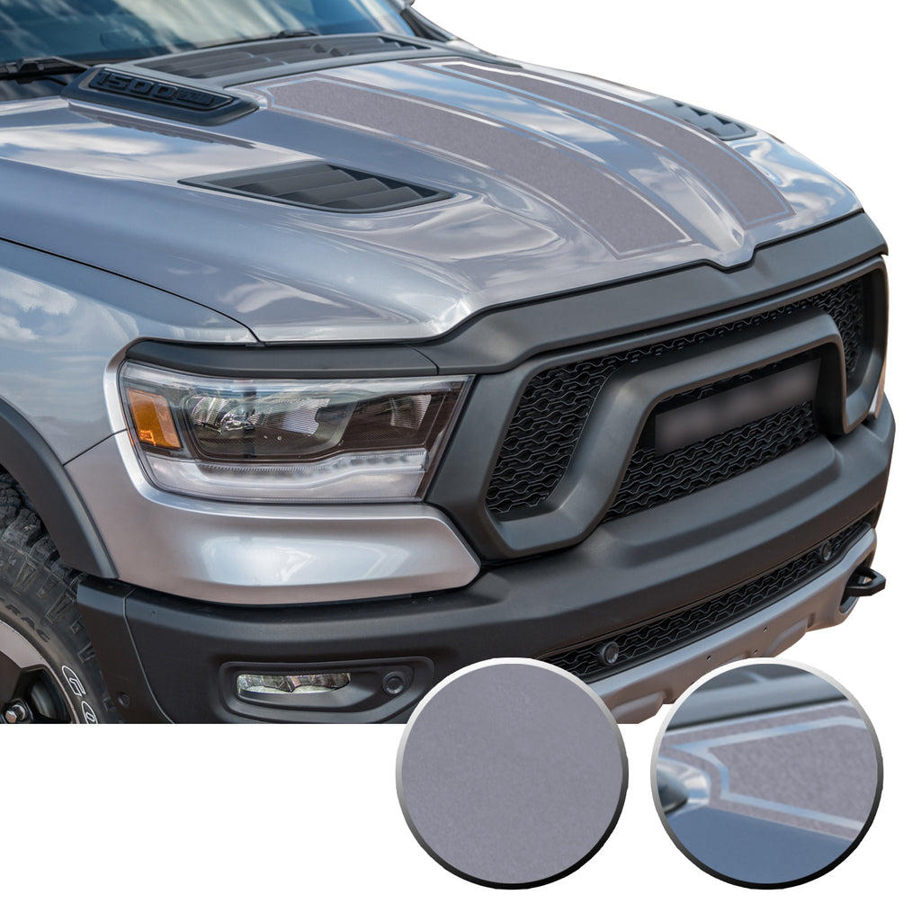 Outlined Hood Scoop Decal Accent Overlay Precut Trim Compatible with and Fits Ram 1500 Rebel Crew Cab Quad Cab 2020