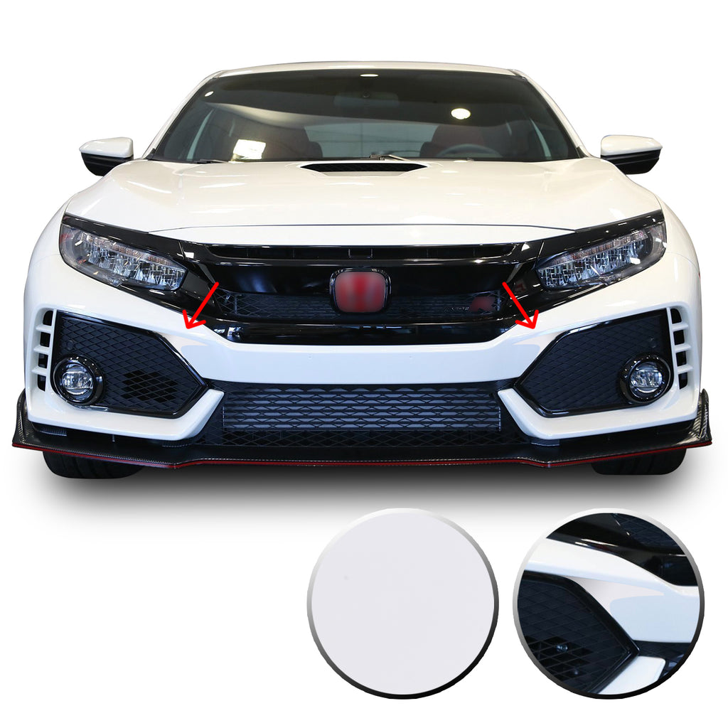 Front Bumper Fangs Accent Vinyl Decal Overlay Wrap Compatible with Honda Civic Sedan Coupe SI Hatchback Type R 2016-2020