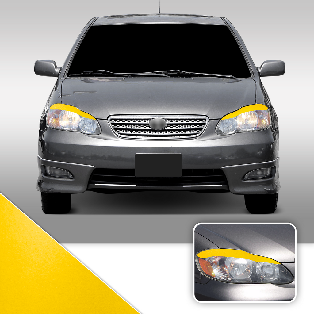 Headlight Eyelid Eyebrow Overlay Accent Pre Cut Vinyl Decal Wrap Compatible with Toyota Corolla 2003-2008