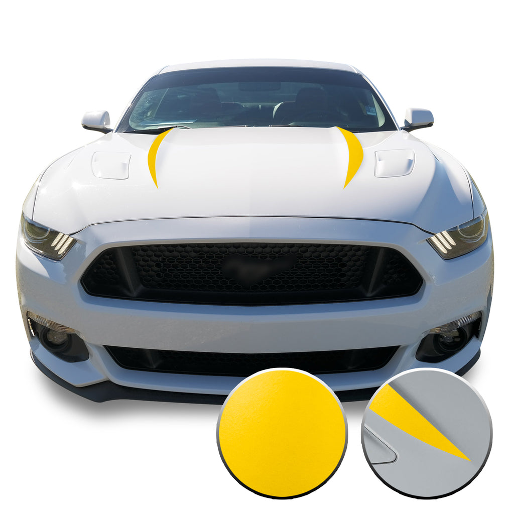 Hood Spears Stripes Vinyl Decal Overlay Wrap Trim Compatible with and Fits Mustang 2015-2017