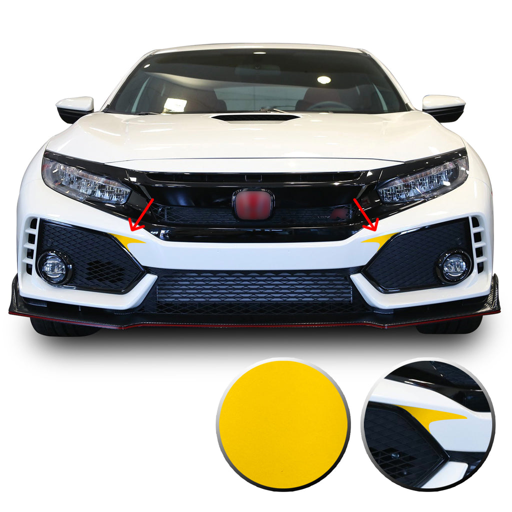 Front Bumper Fangs Accent Vinyl Decal Overlay Wrap Compatible with Honda Civic Sedan Coupe SI Hatchback Type R 2016-2020