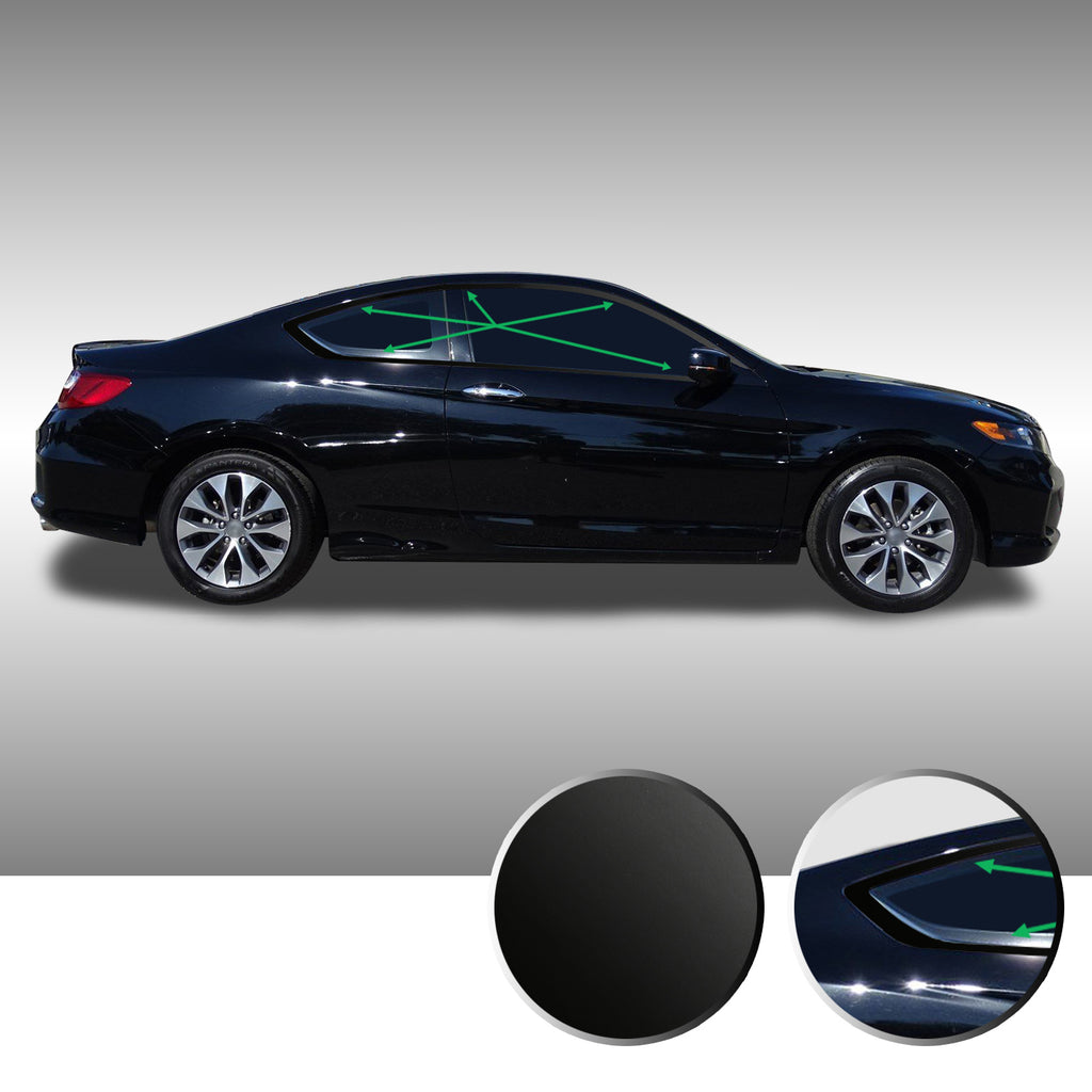 Window Trim Chrome Delete Vinyl Wrap Kit Compatible with and Fits Accord Coupe 2013-2017 - Black