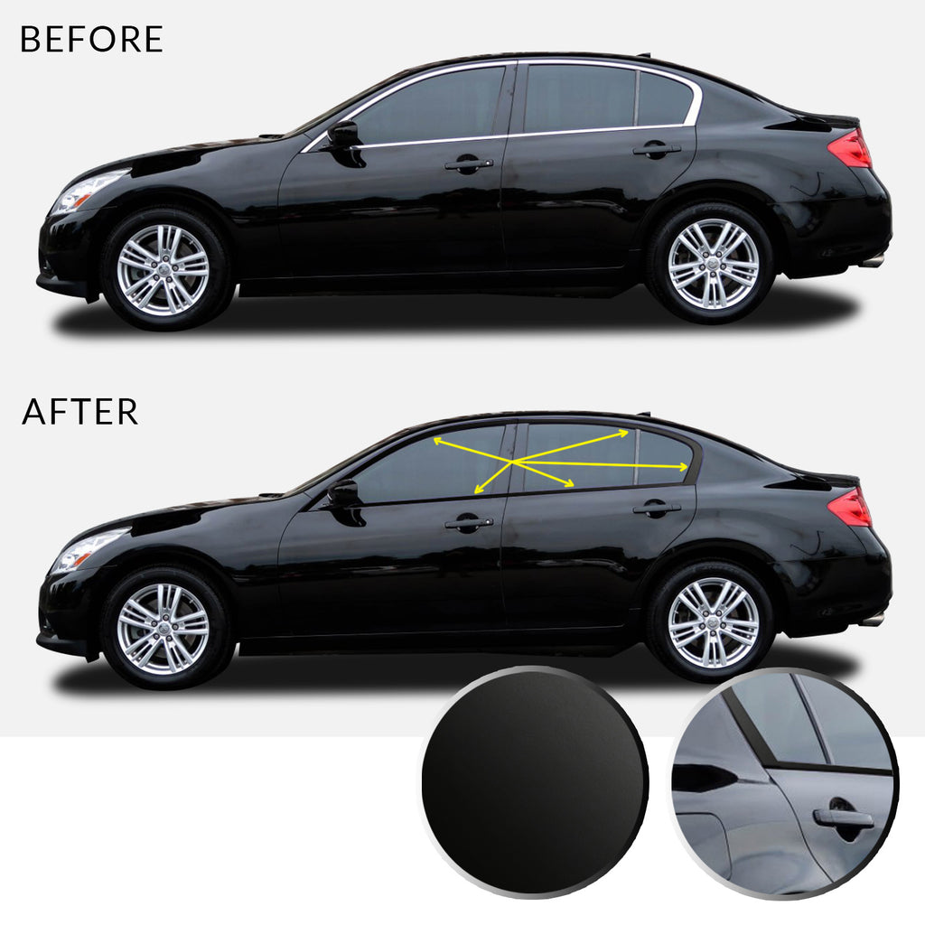 Window Trim Chrome Delete Vinyl Decal Compatible with and Fits Infiniti G35 G37 Q40 Sedan 2007-2015 - Black