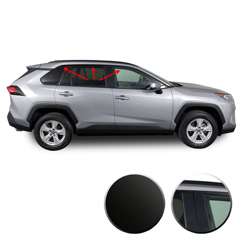 Window Trim Chrome Delete Blackout Vinyl Overlay Kit Compatible with & Fits Toyota RAV4 2019 2020