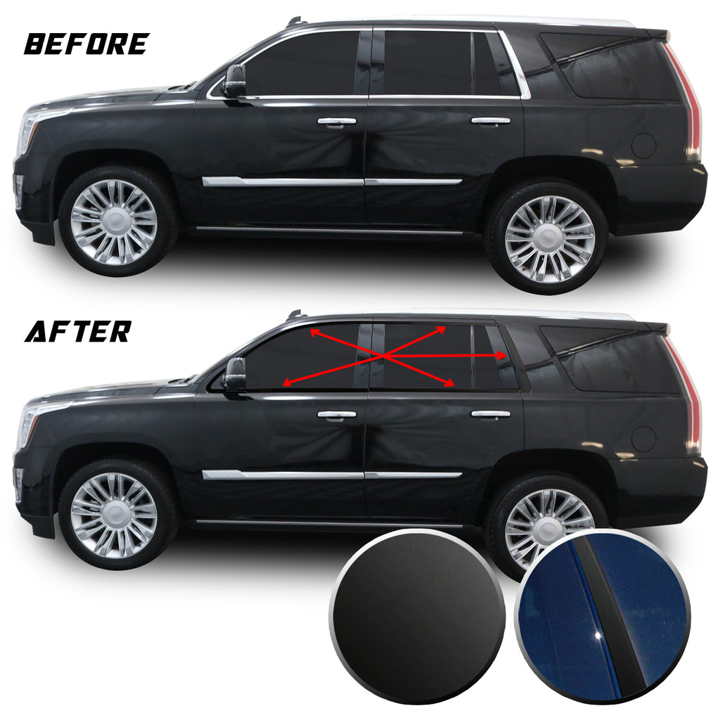 Window Trim Chrome Delete Blackout Vinyl Overlay Wrap Kit Compatible with Cadillac Escalade 2015-2020