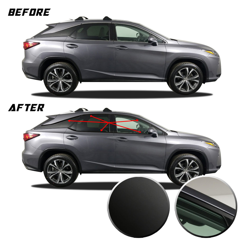 Window Trim Chrome Delete Blackout Precut Vinyl Wrap Overlay Kit Compatible with and Fits Lexus RX350 RX450h 2016-2020