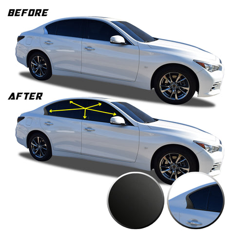 Window Trim Chrome Delete Blackout Vinyl Kit Compatible with and Fits Infiniti Q50 2016-2020 - Black